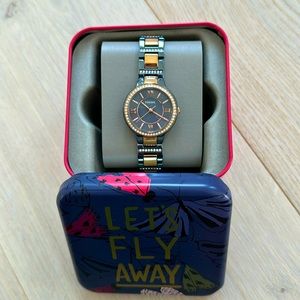 Fossil Virginia Grey/Rose gold colored steel ladies watch 30mm